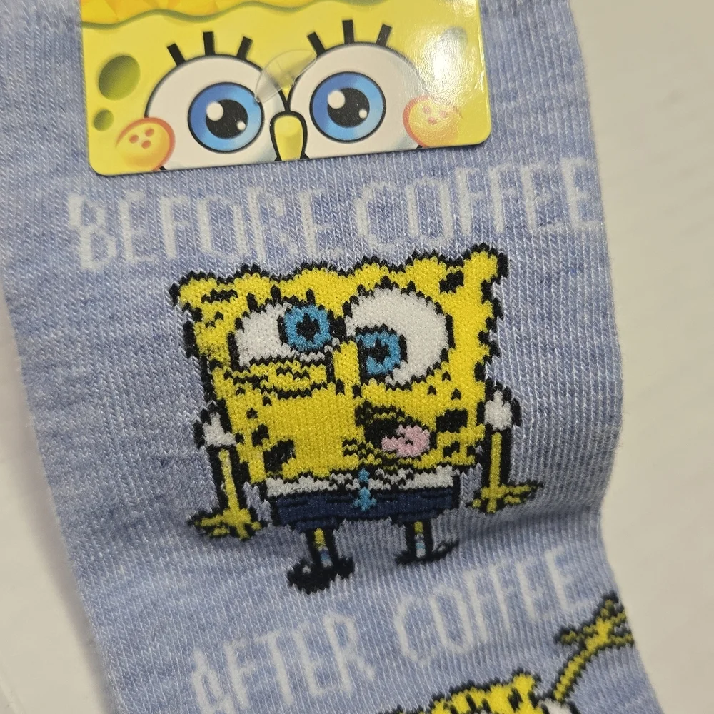 Nickelodeon Sponge Bob Socks, Before Coffee and After Coffee socks NEW